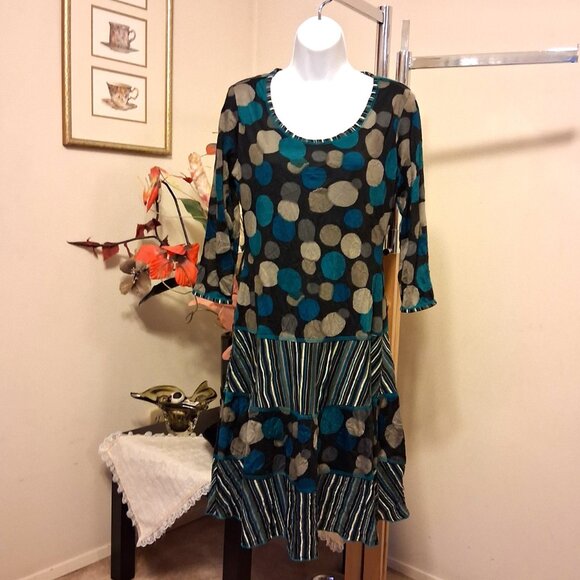 NWT Women's Simon Chang Chic Elegant Polka Dot Stretchy Lined Midi Dress Size 10 - Picture 2 of 11